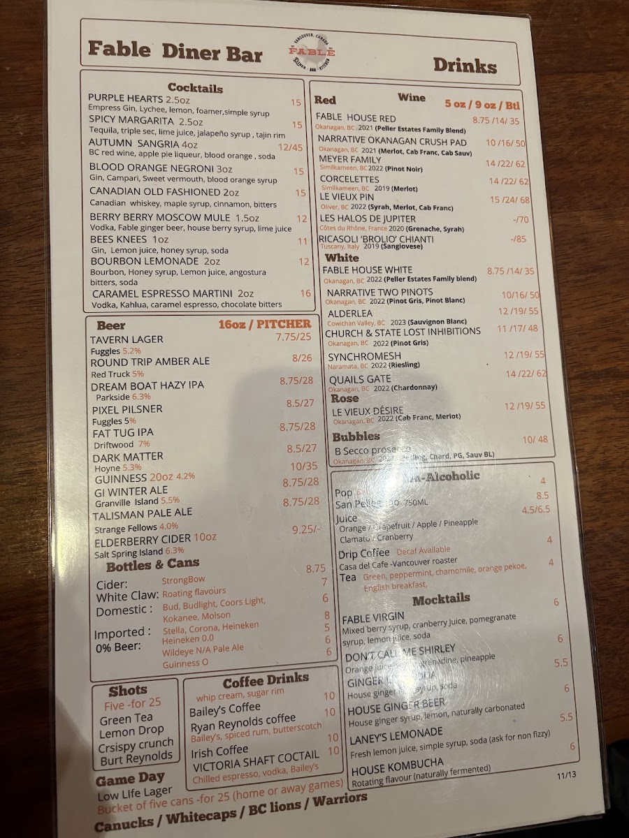 Menu Fable Diner & Bar-7