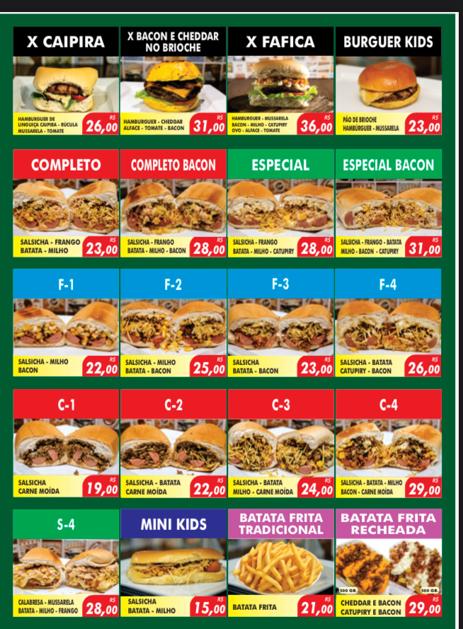 Menu Fafica Hot Dogs Hamburgueria-1