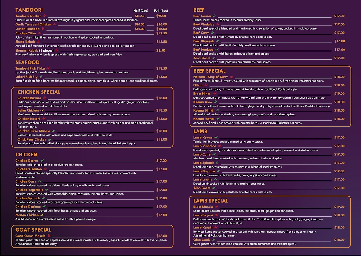 Menu Faheem Fast Food Strathfield-1