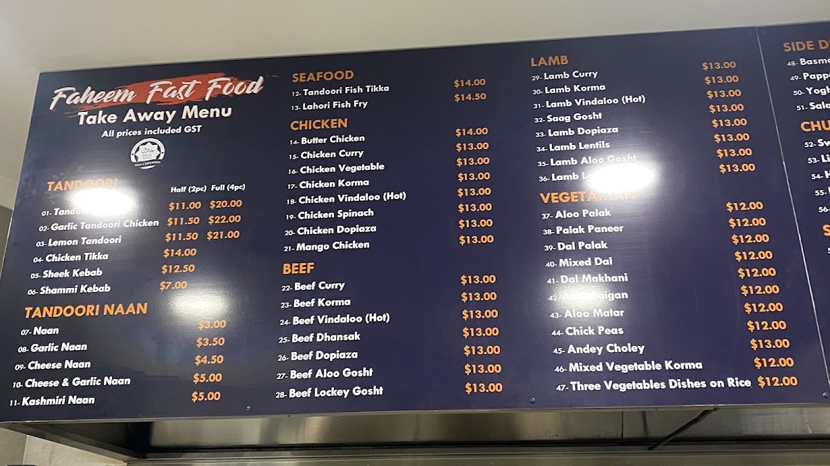 Menu Faheem Fast Food Strathfield-6