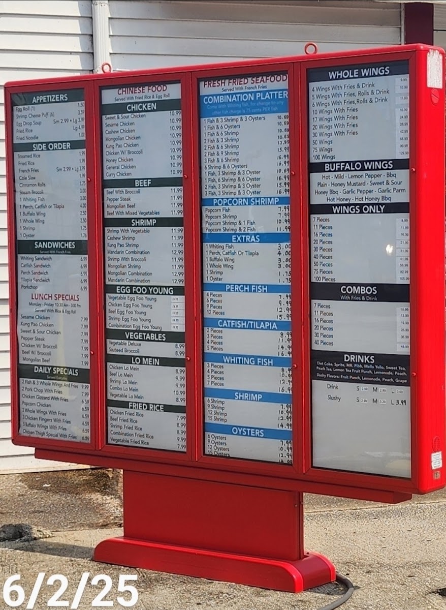 Menu Fairfield Seafood Restaurant-1
