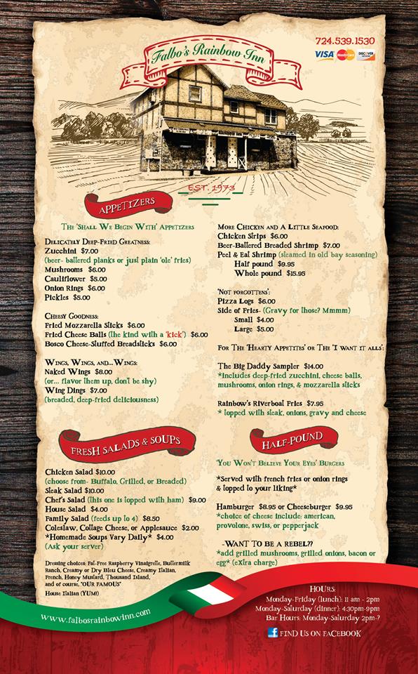Menu Falbo’S Rainbow Inn-2