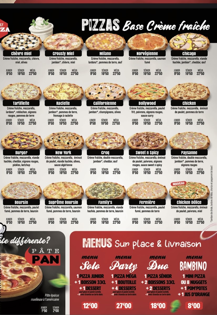 Menu Family Pizza Chantilly-1