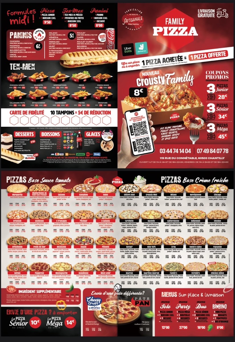 Menu Family Pizza Chantilly-2