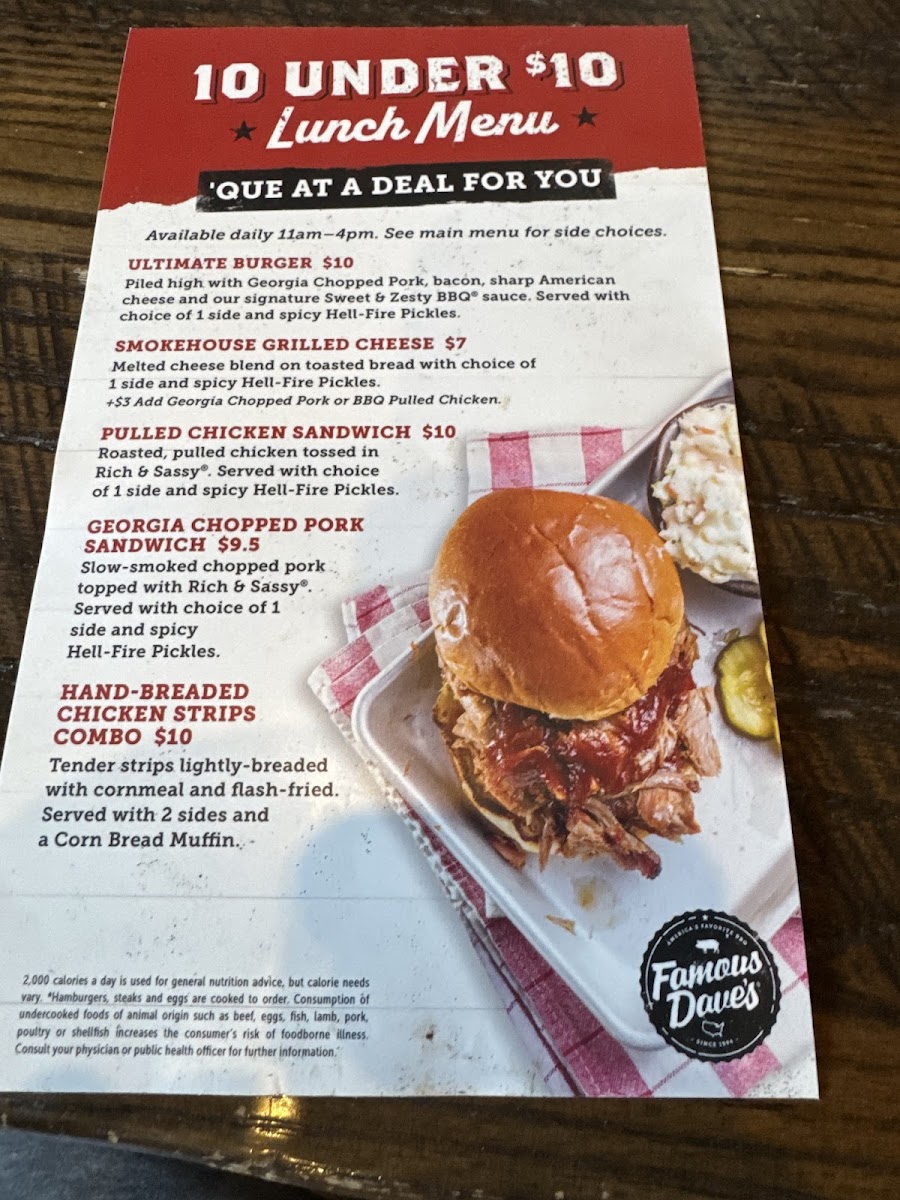 Menu Famous Dave's Bar-B-Que-1