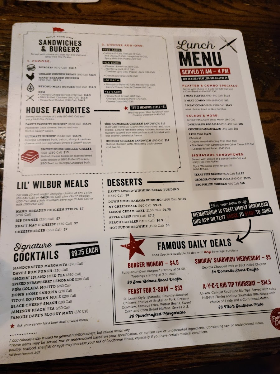 Menu Famous Dave's Bar-B-Que-8