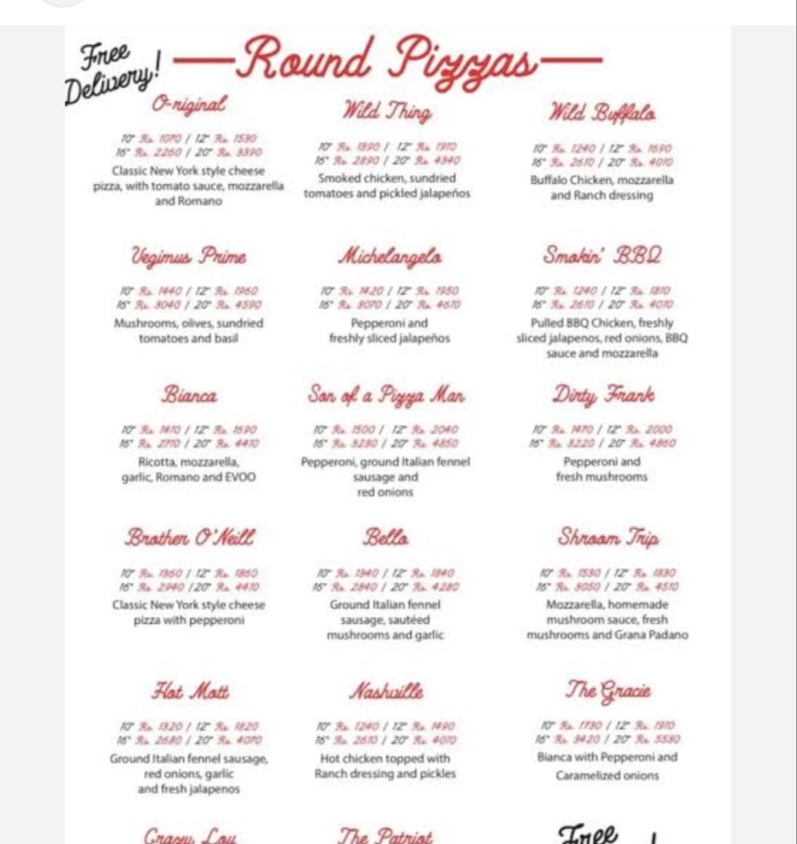 Menu Famous O's Pizza - Dha-5