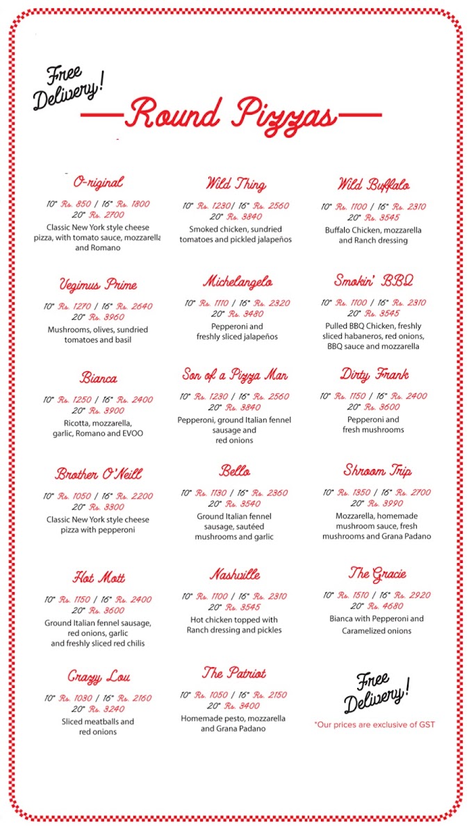 Menu Famous O's Pizza - Dha-6
