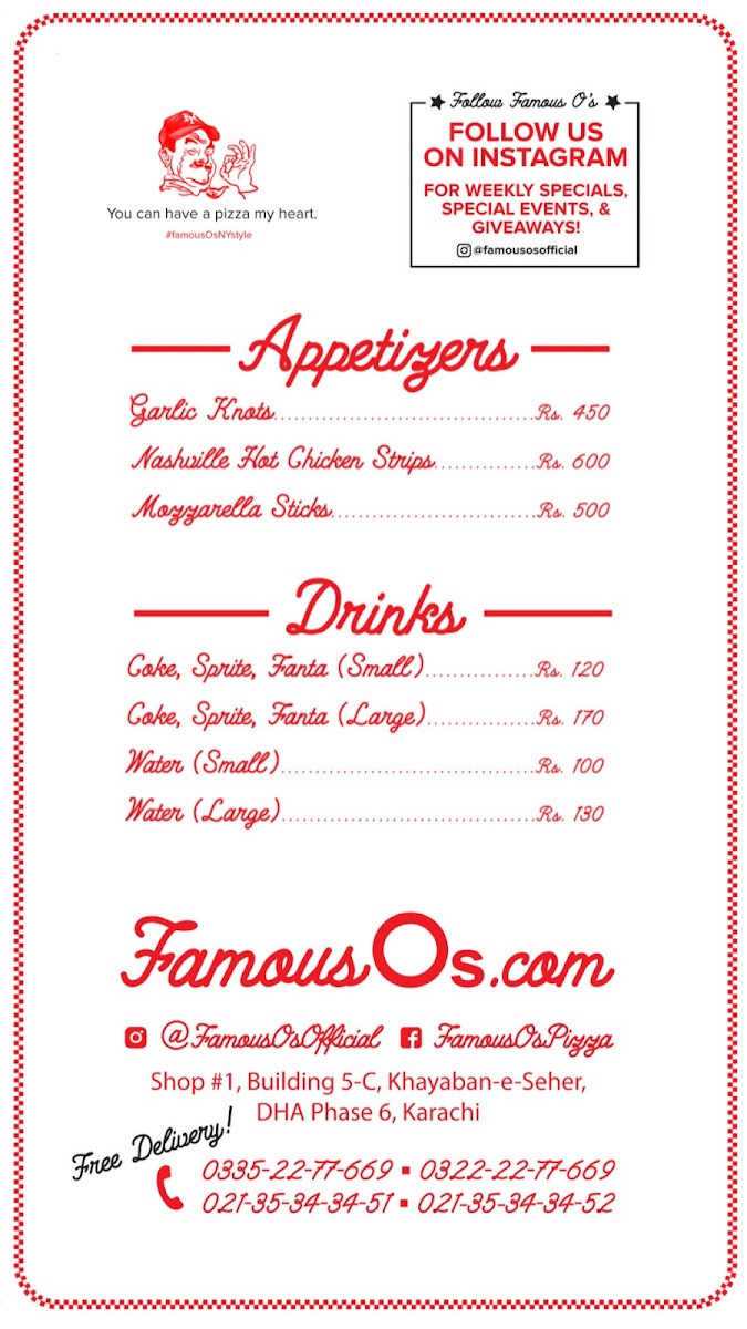 Menu Famous O's Pizza - Dha-8
