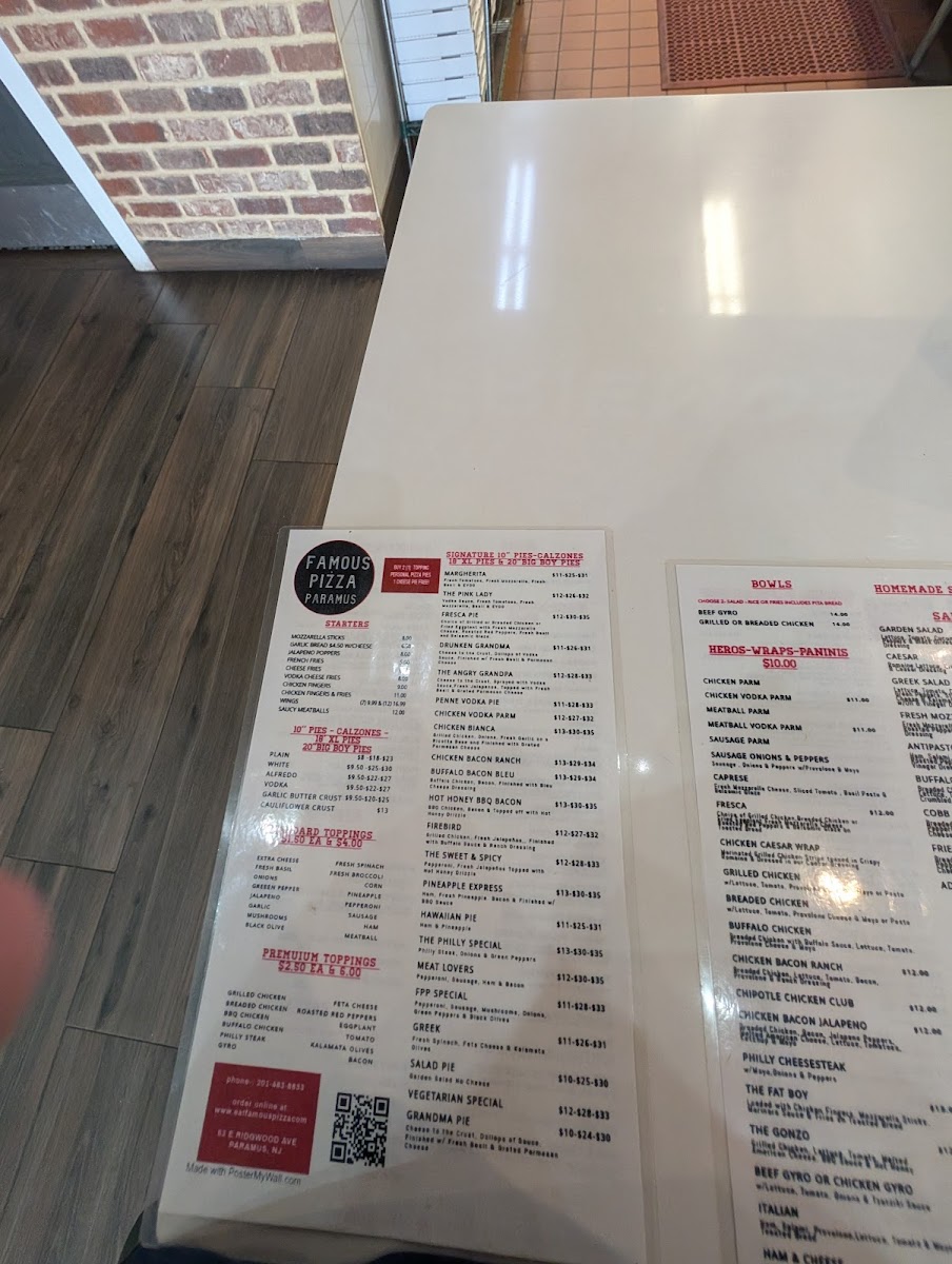 Menu Famous Pizza Paramus-1