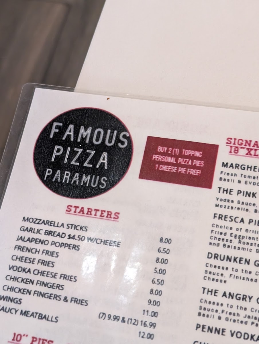 Menu Famous Pizza Paramus-7