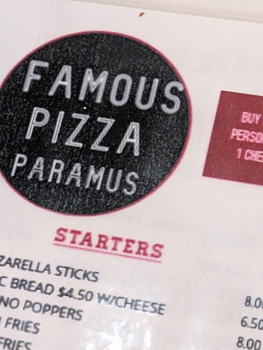 Menu Famous Pizza Paramus-9