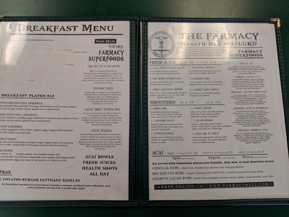 Menu Farmacy Health Bar Wailuku-10