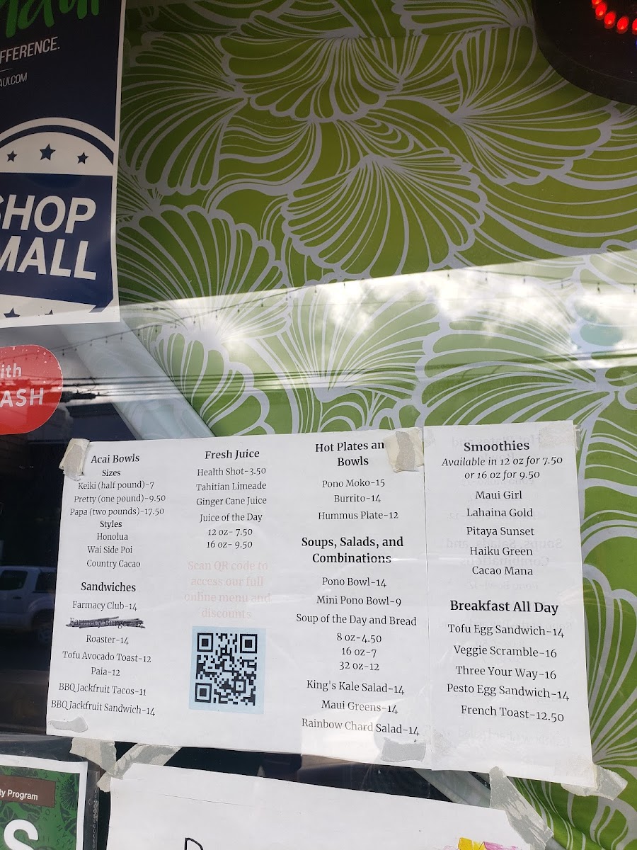 Menu Farmacy Health Bar Wailuku-3