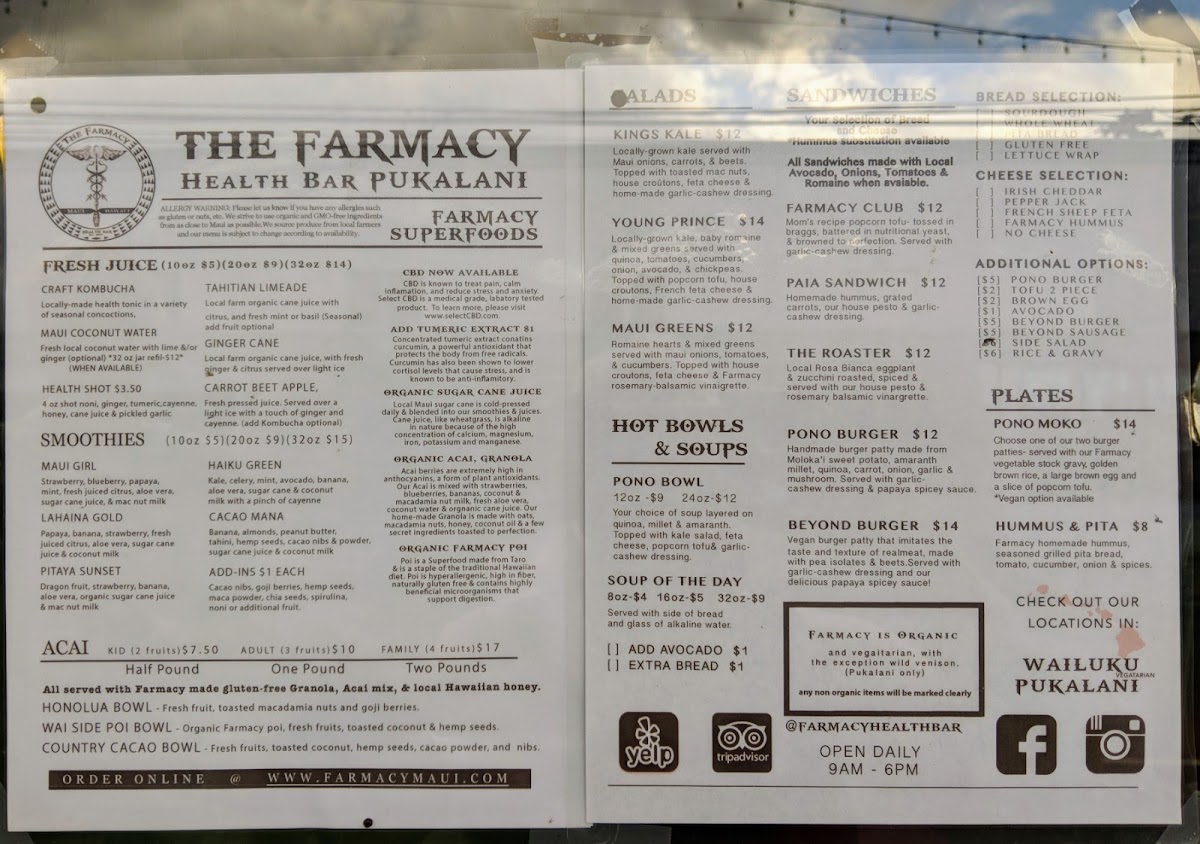 Menu Farmacy Health Bar Wailuku-5