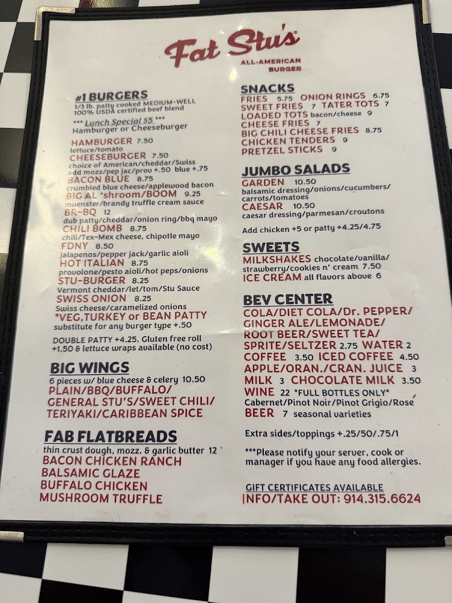 Menu Fat Stu's All-American Burger Harrison-2