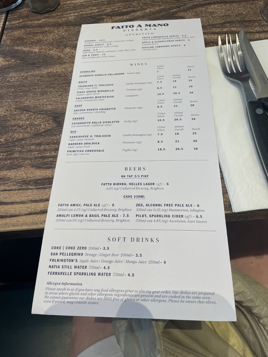 Menu Fatto A Mano Covent Garden-5