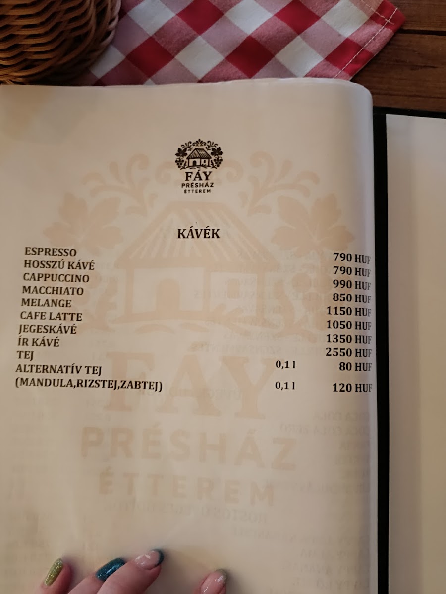 Menu Fáy Présház Étterem-10