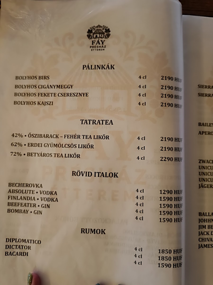 Menu Fáy Présház Étterem-5
