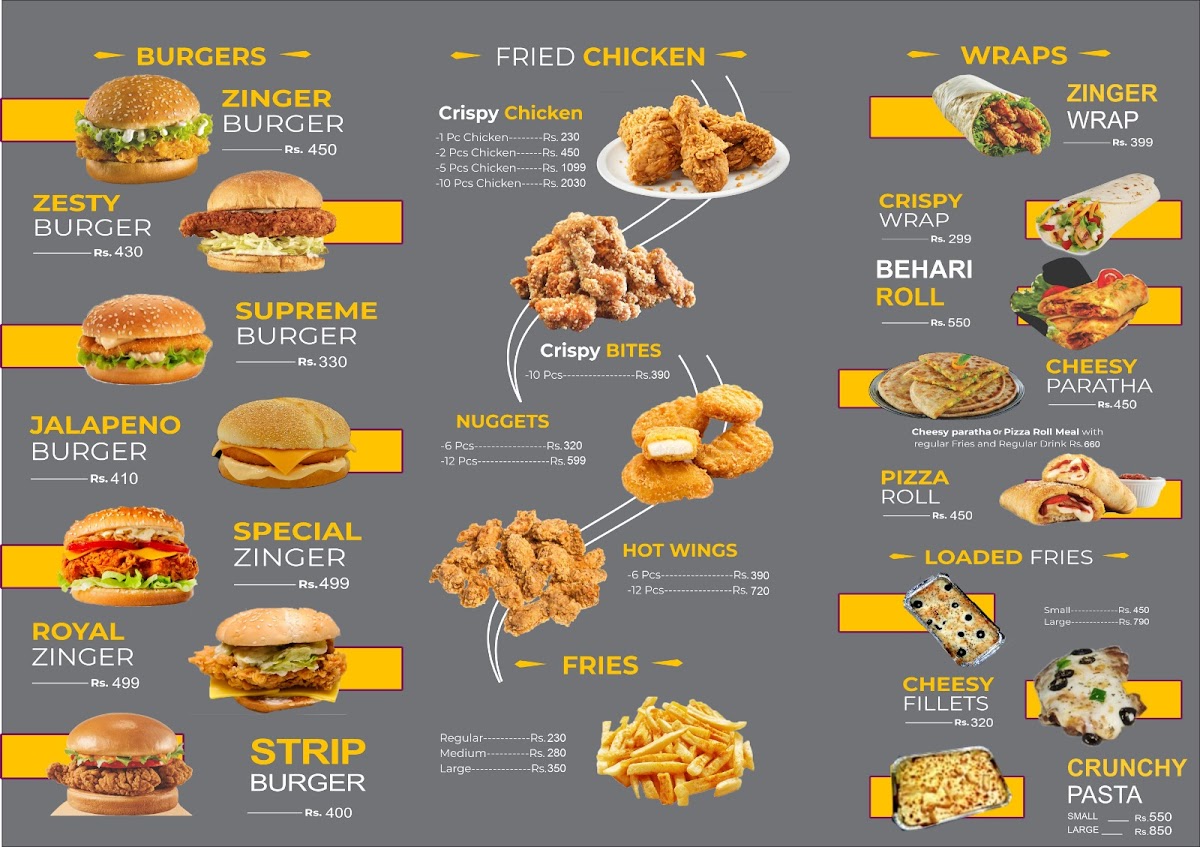 Menu Fdfc - Fast Food - Adyala Road Branch-2