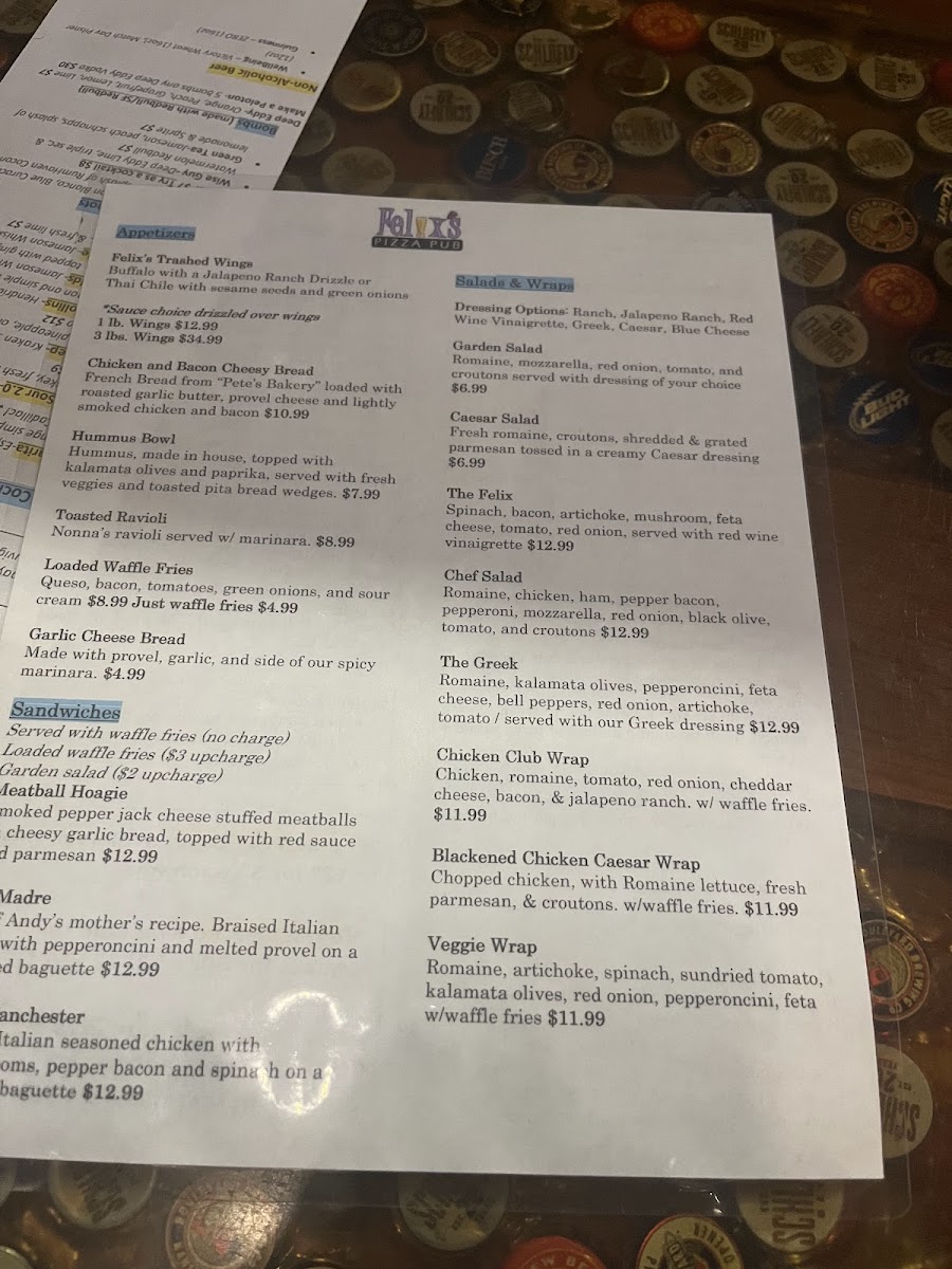 Menu Felix's Pizza Pub-10