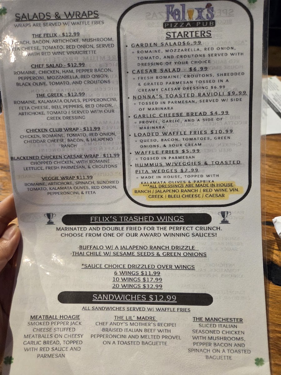 Menu Felix's Pizza Pub-2