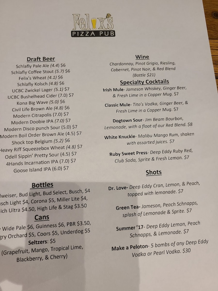 Menu Felix's Pizza Pub-5