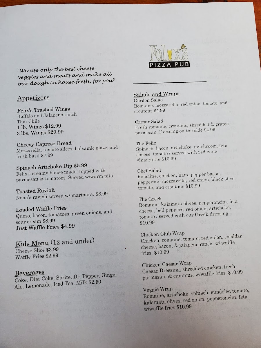 Menu Felix's Pizza Pub-7