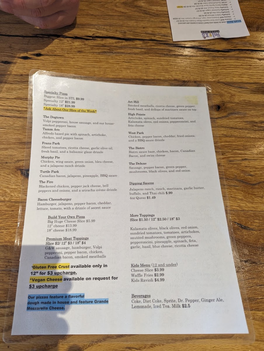 Menu Felix's Pizza Pub-9