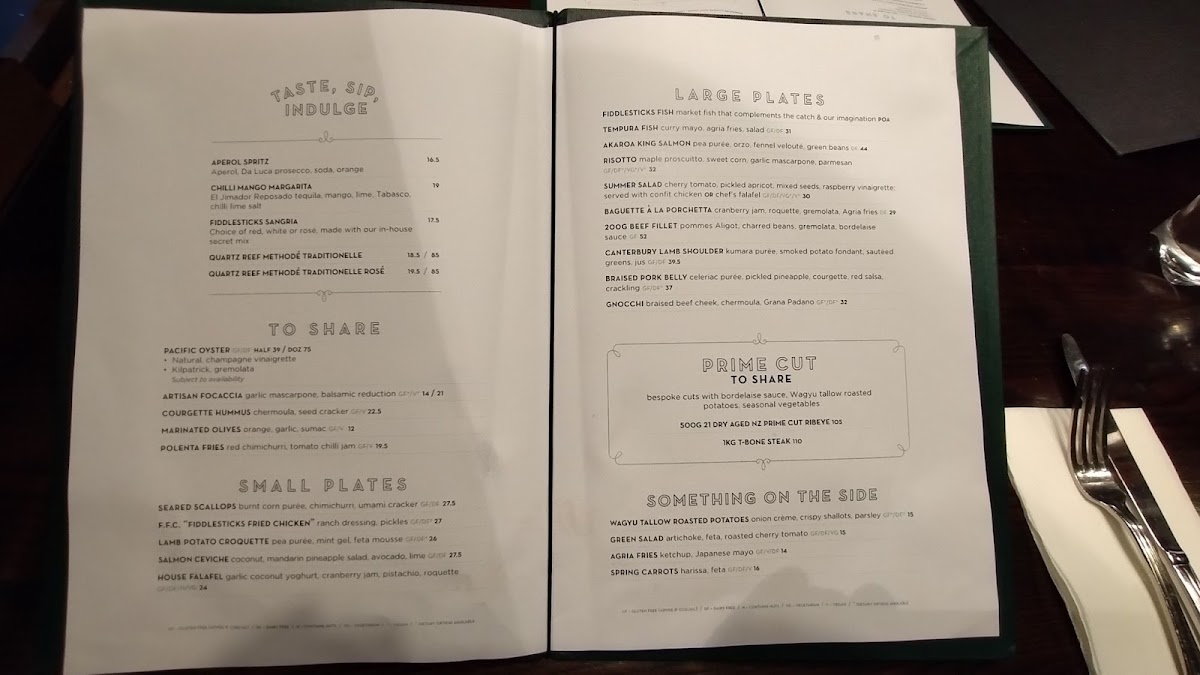 Menu Fiddlesticks Restaurant And Bar-2