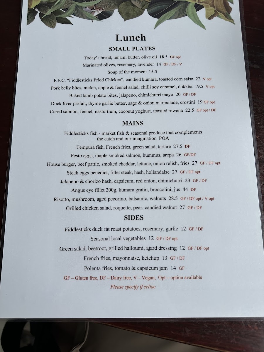 Menu Fiddlesticks Restaurant And Bar-7