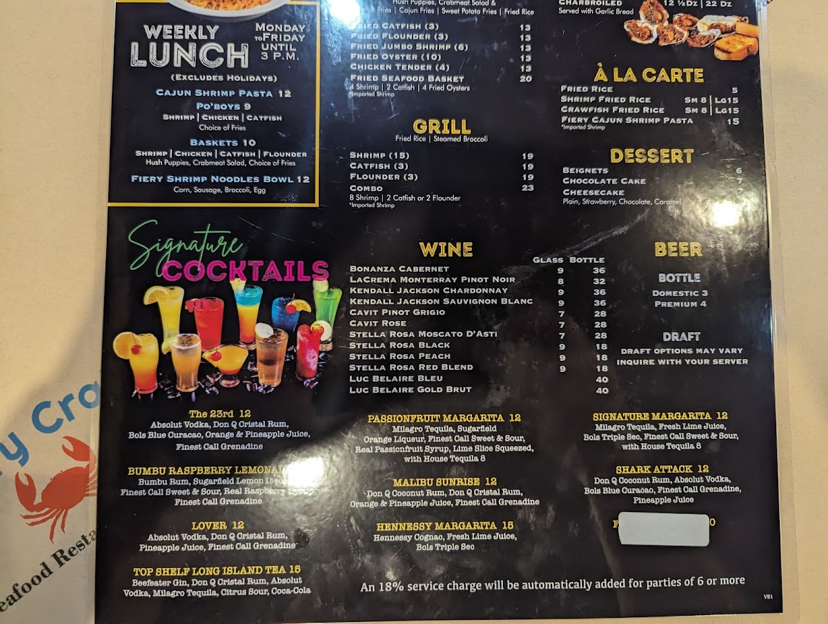 Menu Fiery Crab Seafood Restaurant And Bar - Alexandria-7