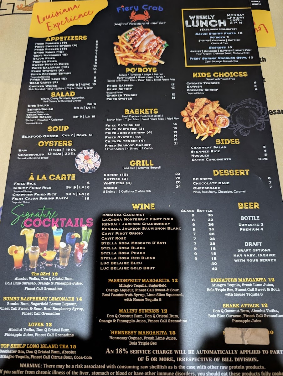 Menu Fiery Crab Seafood Restaurant And Bar - Alexandria-8