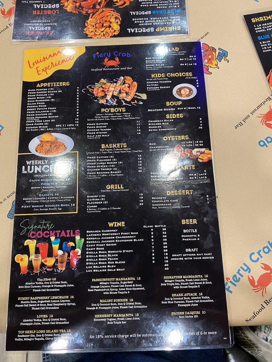 Menu Fiery Crab Seafood Restaurant And Bar - Lafayette-10