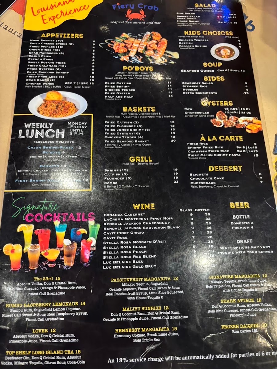 Menu Fiery Crab Seafood Restaurant And Bar - Lafayette-2
