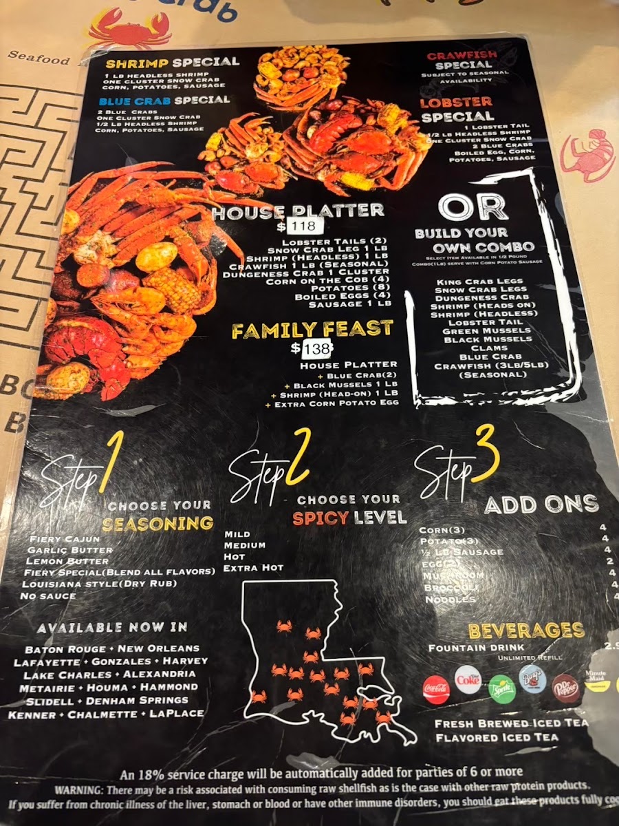Menu Fiery Crab Seafood Restaurant And Bar - Lafayette-3