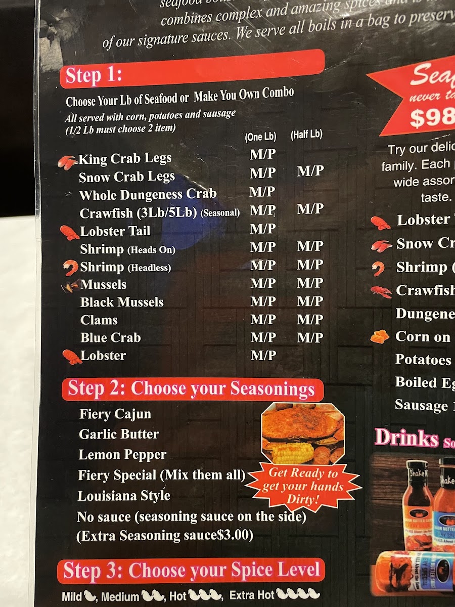 Menu Fiery Crab Seafood Restaurant And Bar - Lafayette-8