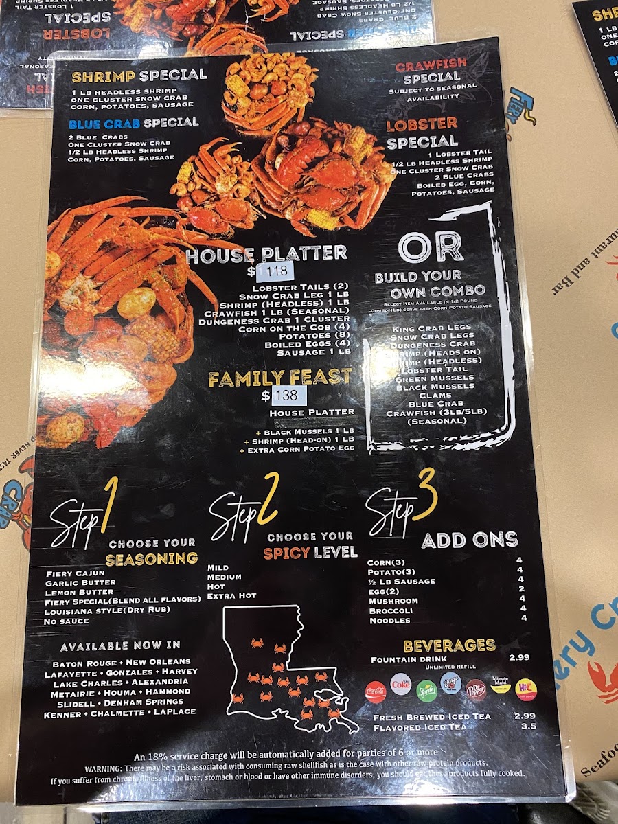 Menu Fiery Crab Seafood Restaurant And Bar - Lafayette-9
