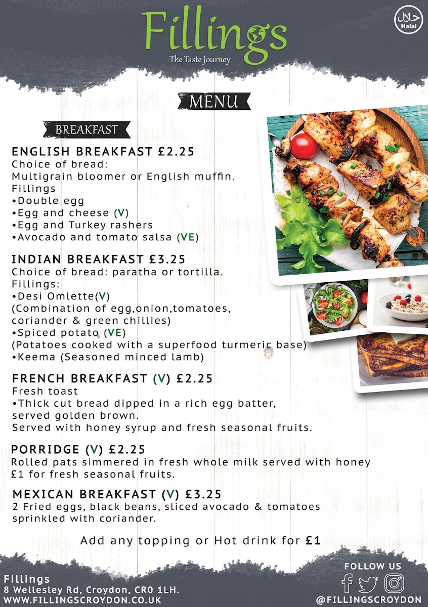 Menu Fillings Croydon Indian Pakistani Restaurant-5