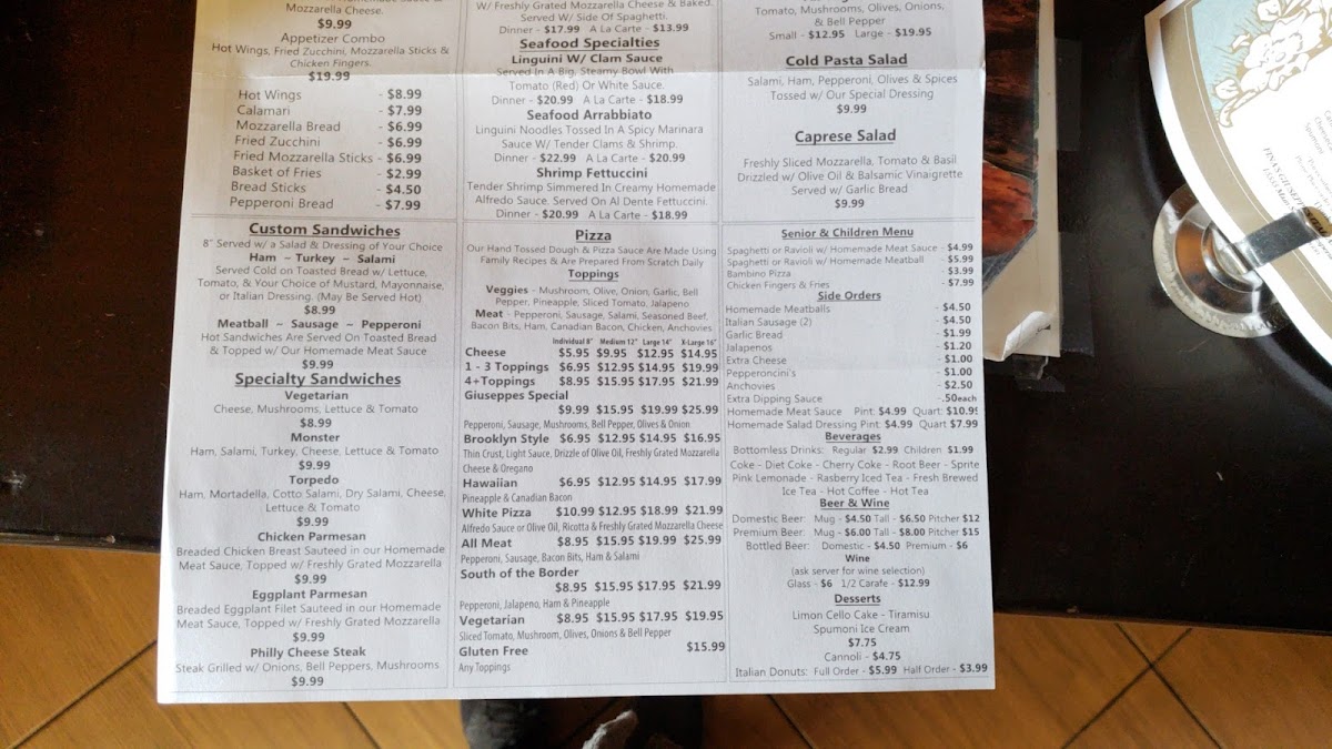 Menu Fina's Giuseppes Italiano Restaurant In Victorville-7