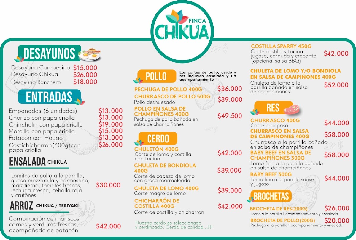 Menu Finca Chikua-1