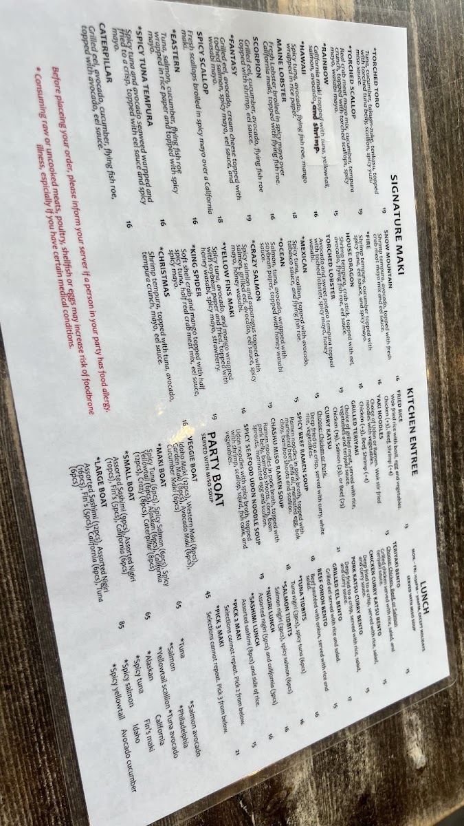 Menu Fin's Sushi And Grill-2