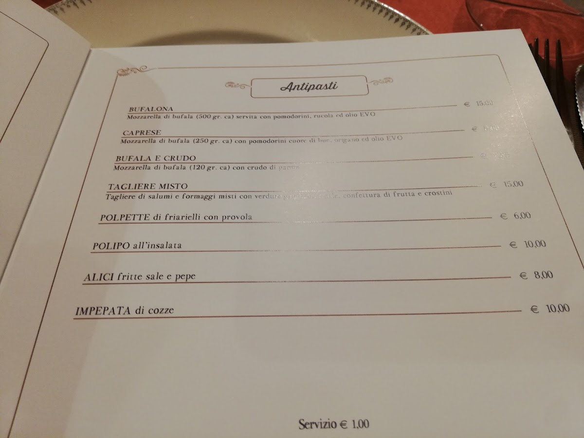 Menu Fiorenzano Pizzaioli Dal 1897-1