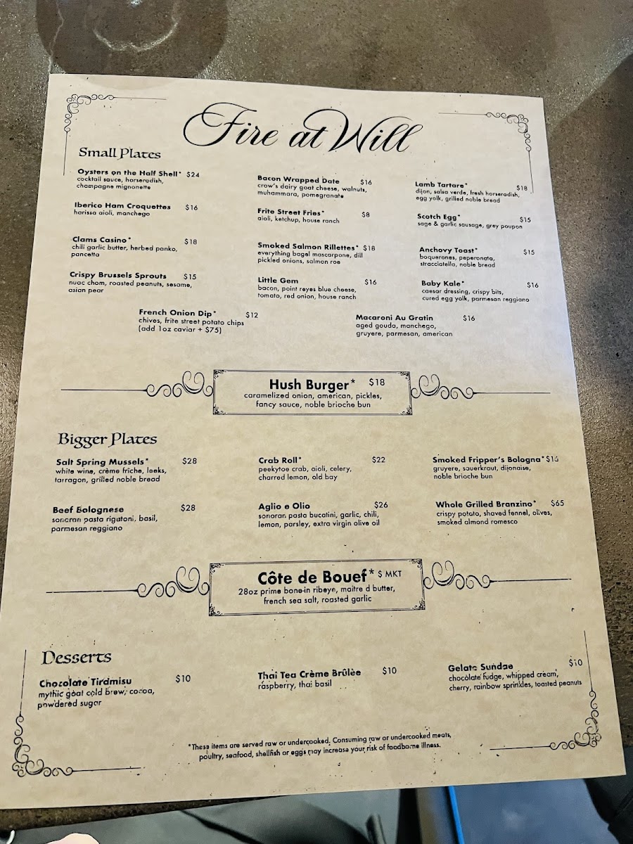 Menu Fire At Will-1