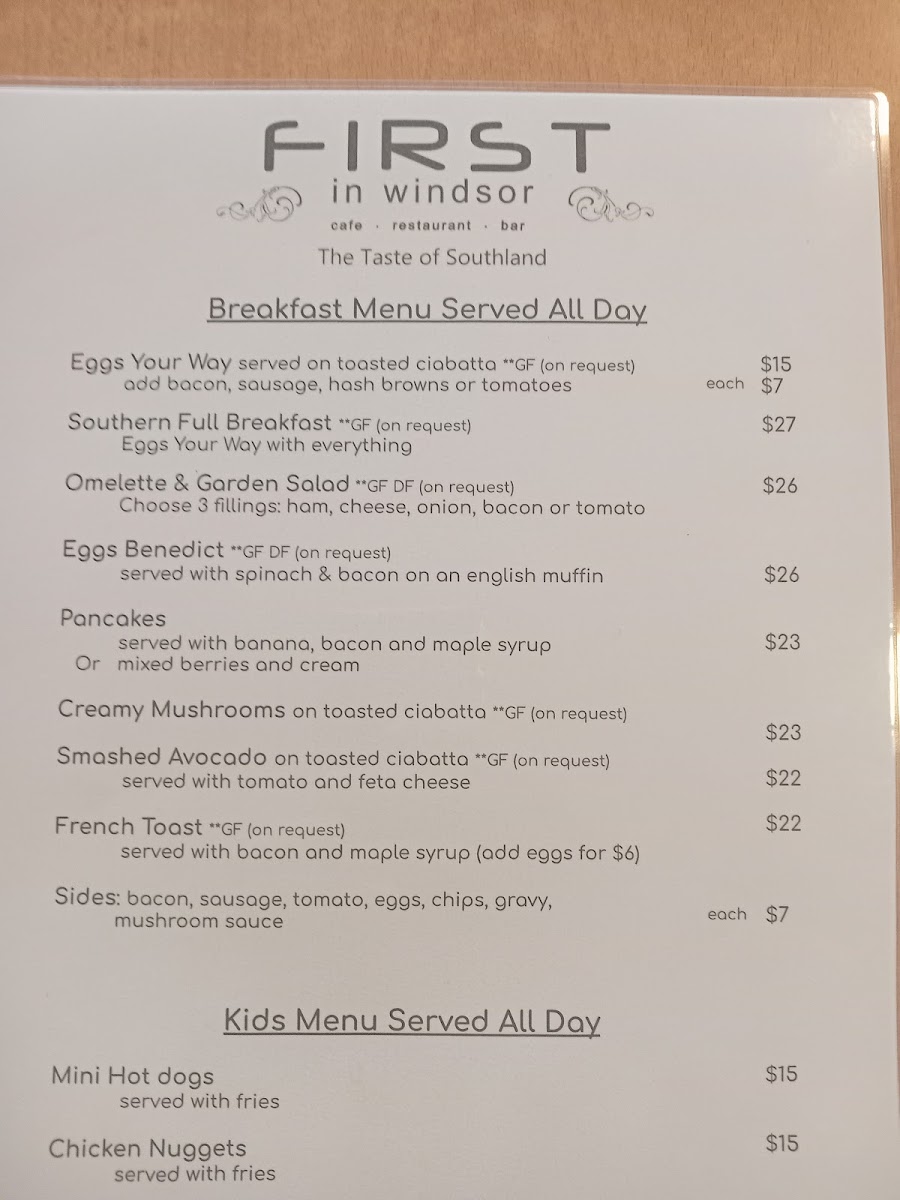 Menu First In Windsor-2