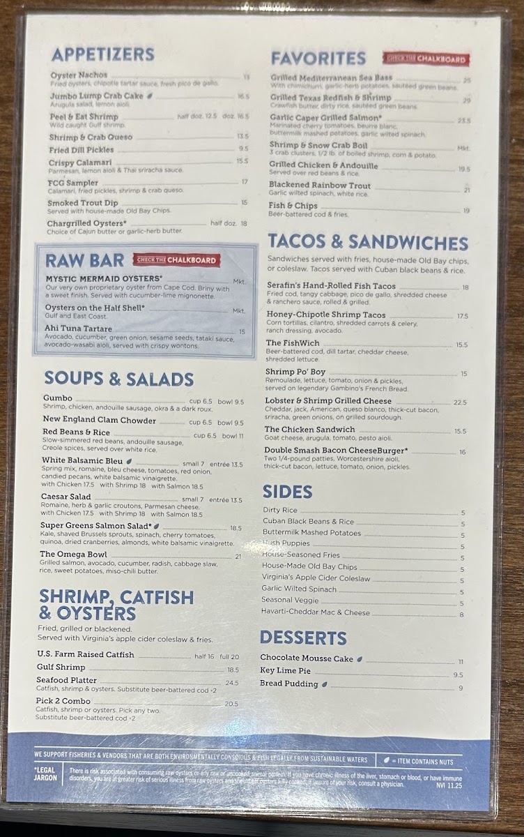 Menu Fish City Grill - Northwoods-1