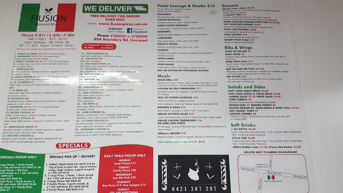 Menu Fiusion Pizza & More Liverpool-10