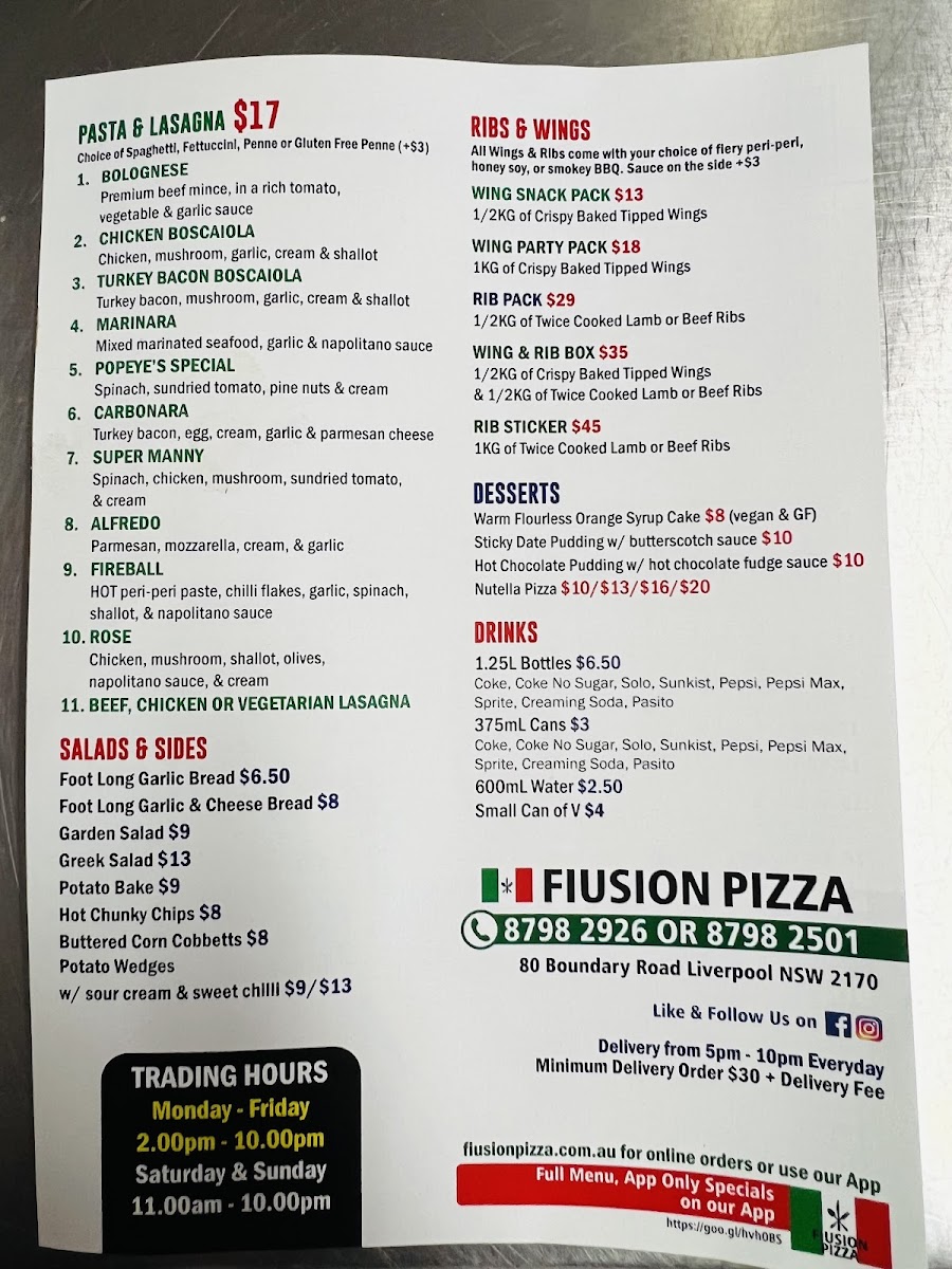 Menu Fiusion Pizza & More Liverpool-2
