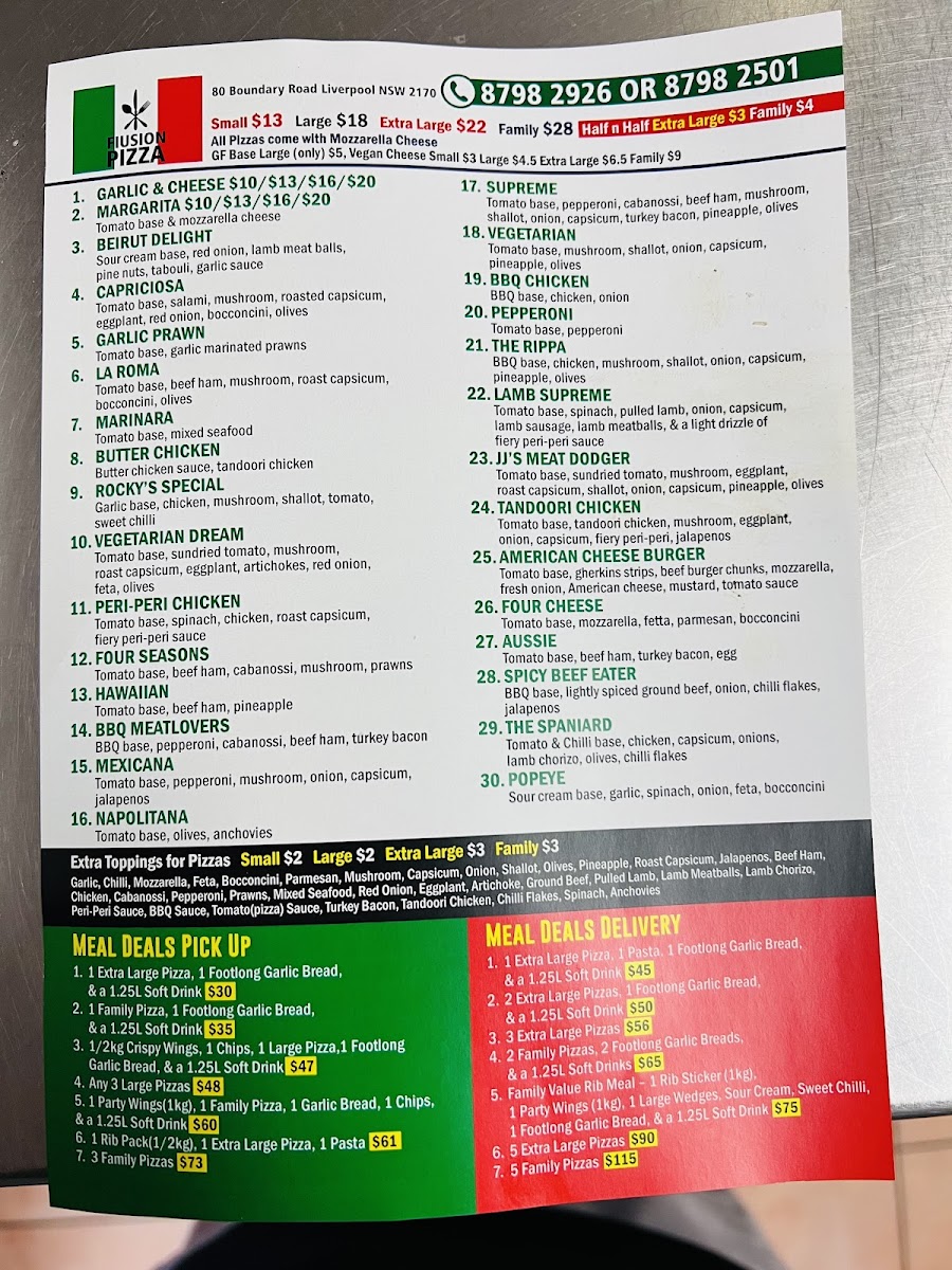 Menu Fiusion Pizza & More Liverpool-3