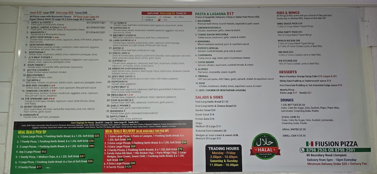 Menu Fiusion Pizza & More Liverpool-4